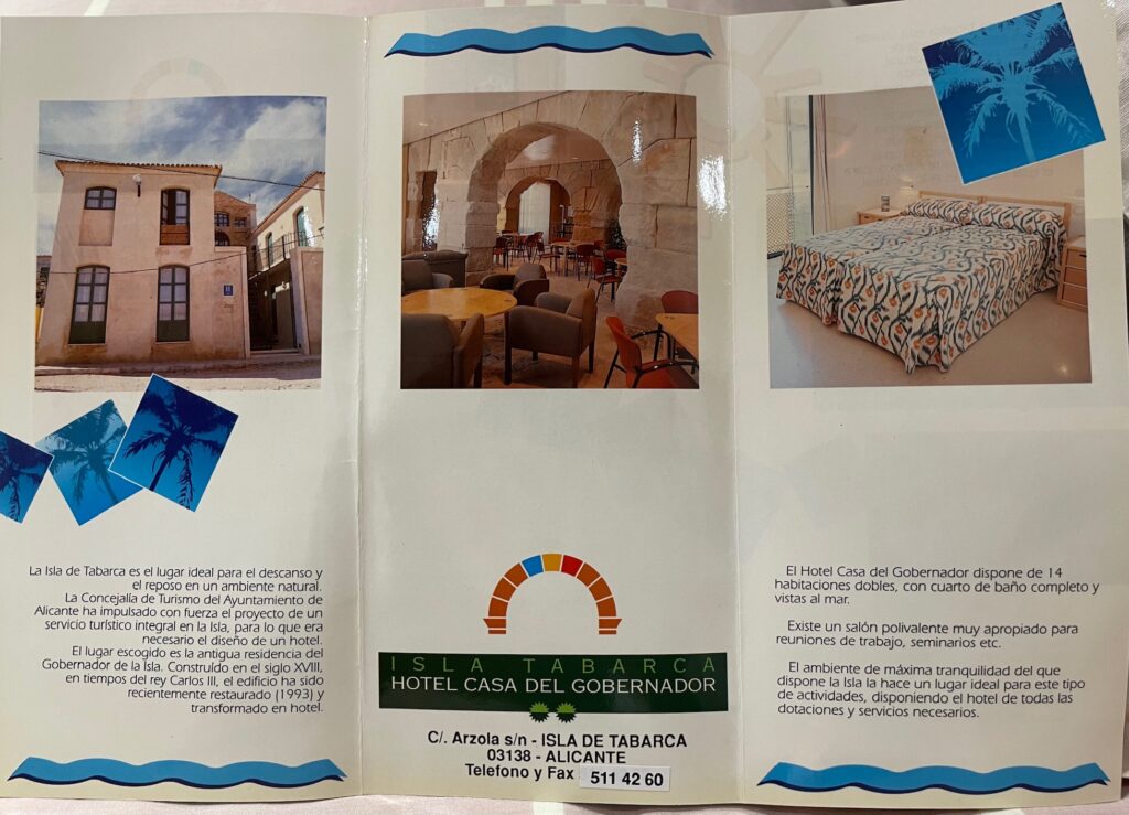 Folleto Hotel Isla de Tabarca