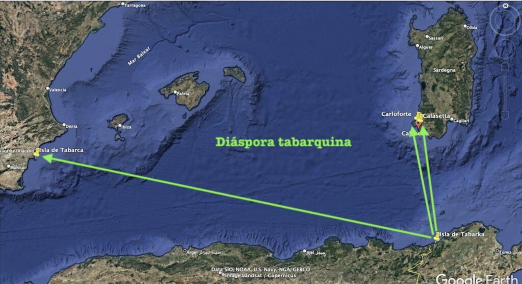 mapa diáspora tabarquina