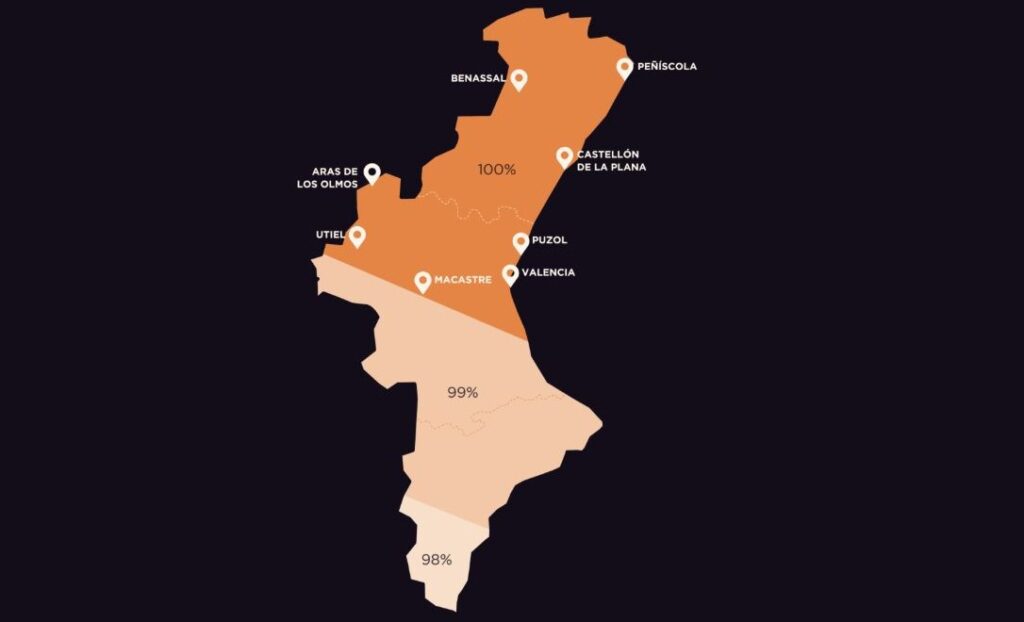 Mapa eclipse 2026 en la COmunidad Valenciana