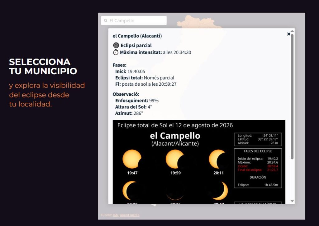 Web Eclipse Comunidad Valenciana, El Campello