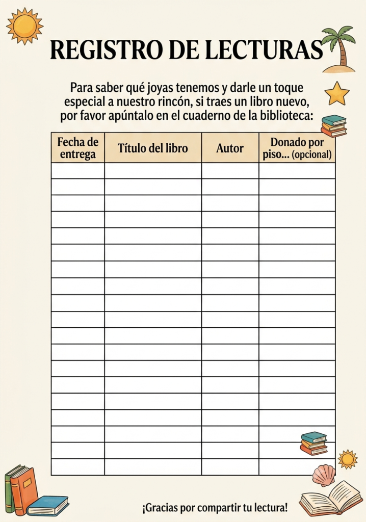 Registro lecturas biblioteca vecinal